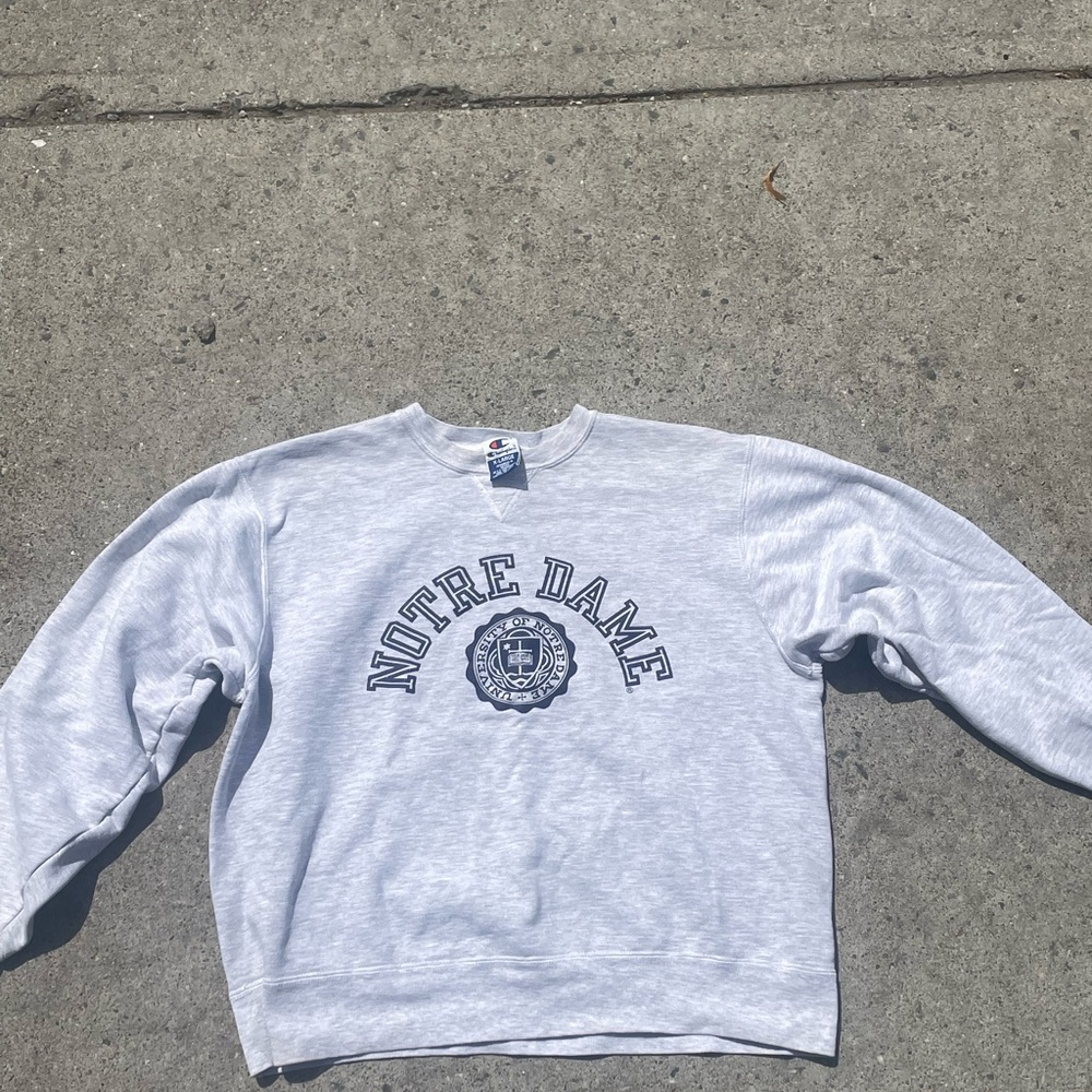 Champion Notre Dame Light Gray Crewneck Sweater